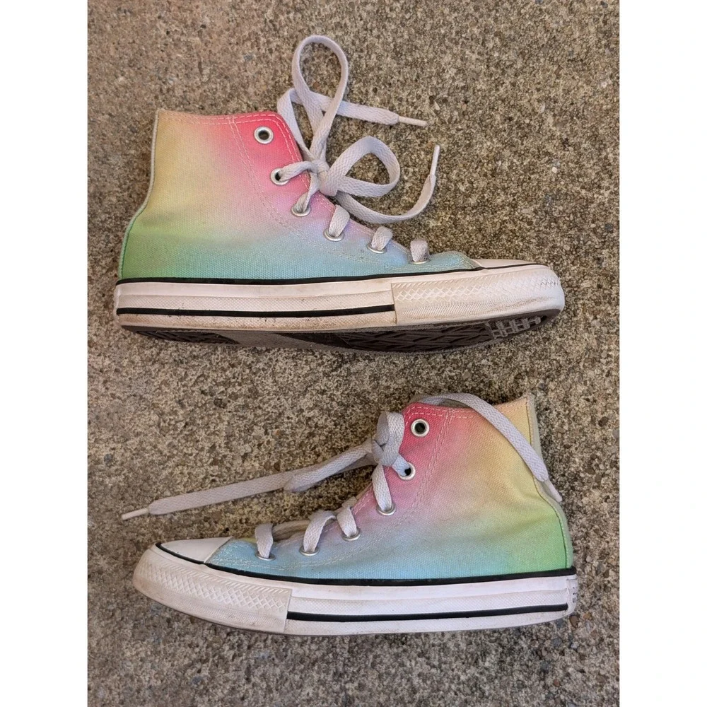 Converse Chuck Taylor All Star High Top Rainbow Ombre Kids Sneakers Sz 13